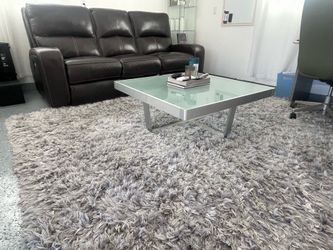 Complete Living Room Set – Reclining Couch + Large Rug + Coffee Table