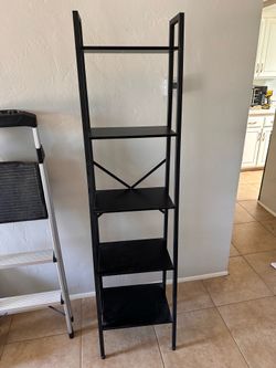 Tall Black Metal Ladder Shelf – 6 Tier, Industrial Style
