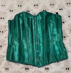 Green Satin Corset Bustier Top