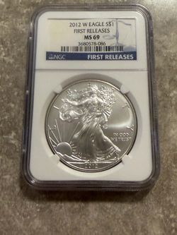 2012 US American Silver Eagle $1 NGC MS69 Early Release Fine .999 Graded Coin