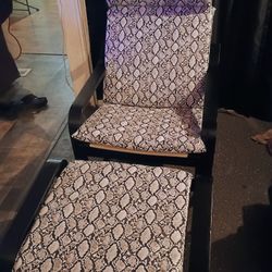 Faux Snake Skin Modern Chair&Ottoman