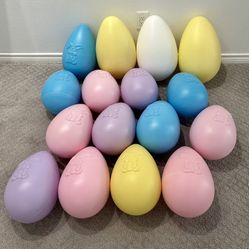  VTG Giant Plastic Easter Eggs,  Set of 16