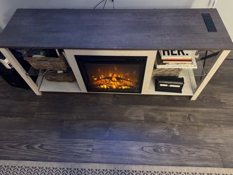 AmerLife Modern rustic TV Stand/ Console with Fireplace!