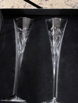 Waterford Crystal Wishes Toasting Flutes (Love & Romance) - Never Used Champagne Glasses