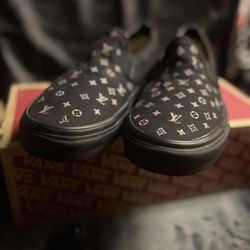 LV Print Men’s Slip-on Vans OFF THE WALL Luis Vuitton Nice 