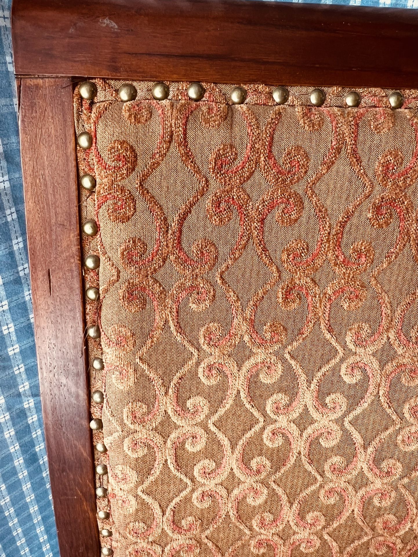Antique Chair, Maroon, And Gold Tapestry
