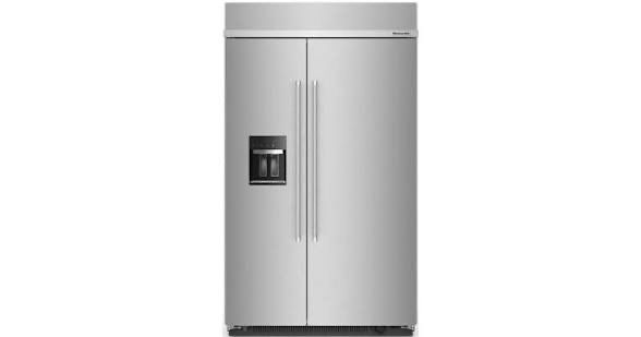 New In Box Stainless Steel Kitchen Aid Side By Side Built In 48” Fridge Ice & Water