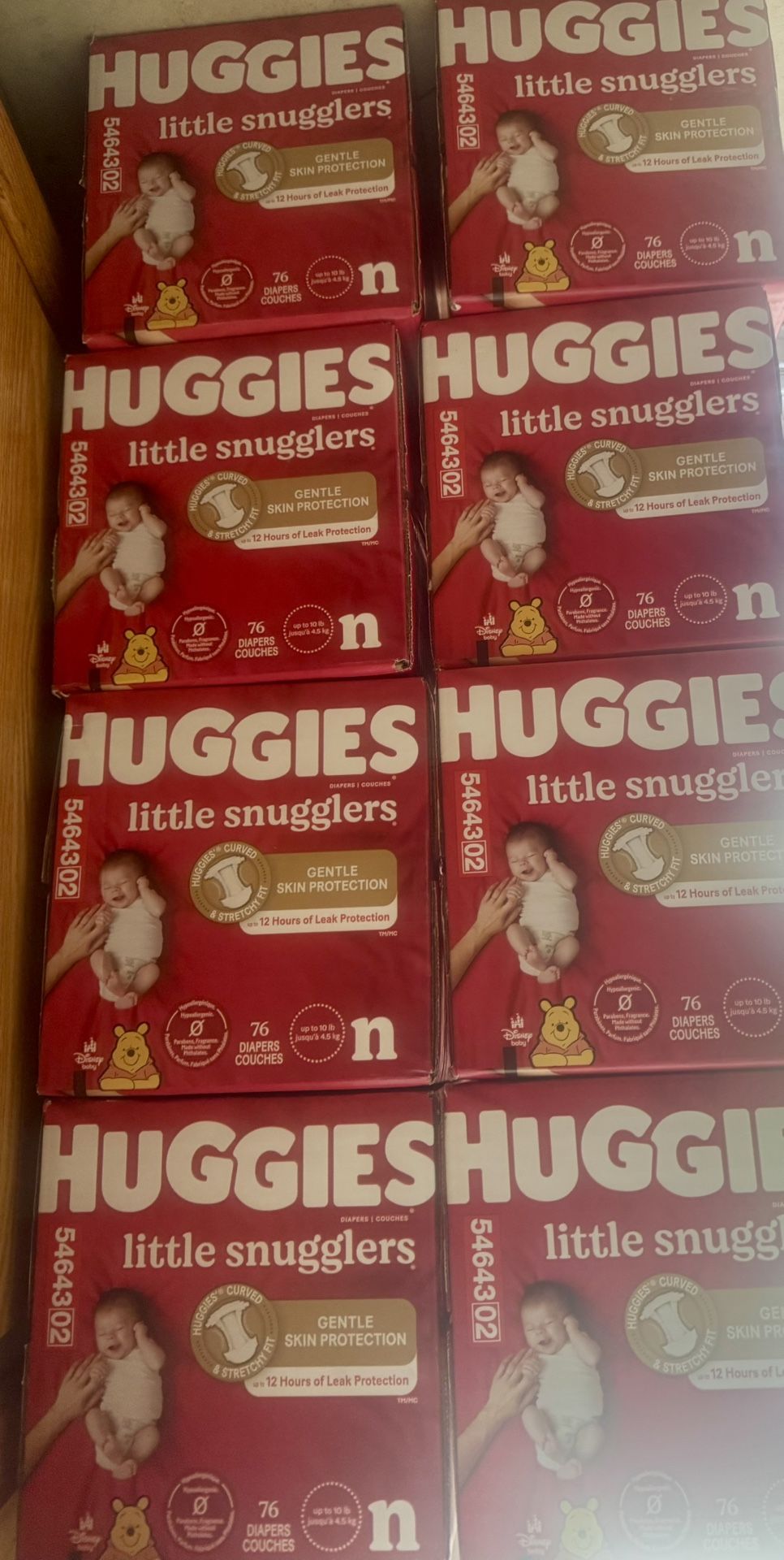 $20 x4 BRAND NEW BOXES OF NEWBORN HUGGIES LITTLE SNUGGLERS DIAPERS 72 PER BOX - There are 304 Diapers Total