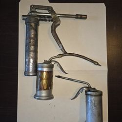 Vintage Grease Gun And Eagle Oil Can Trigger Pump