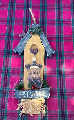 Wooden Christmas Reindeer Birdhouse Wall Decor.