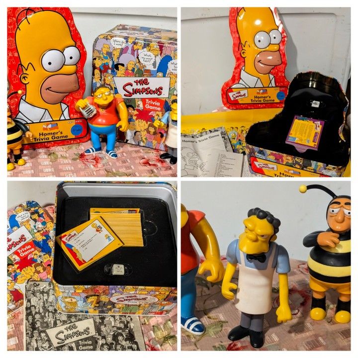 The Simpsons Collectable Trivia Games In Collectable Tins With Bonus Poster & Figurines New ,Out Of The Box