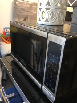 Small microwave stainless steel. It’s new in box