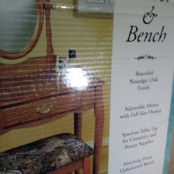 Vanity, Mirror, And Make-up Stool.