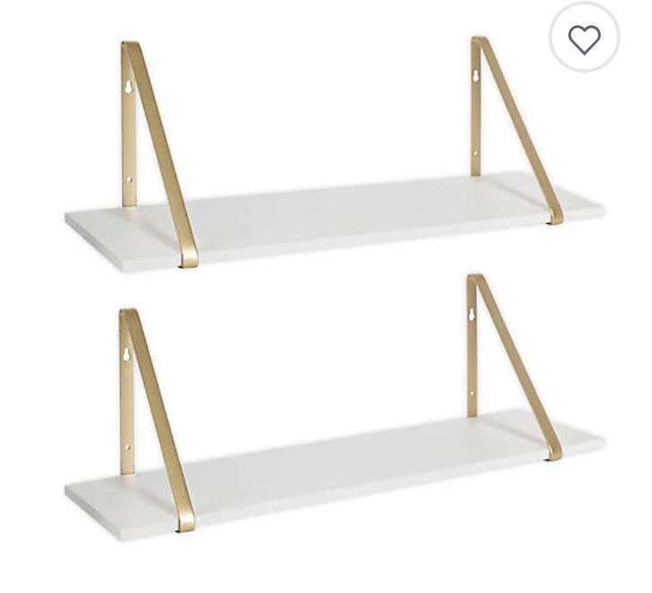 Solomon 2 Piece Shelf Set White And Gold