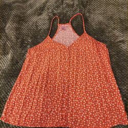 Orange Floral Tank Top Size Large Daisy Flower Print Cami