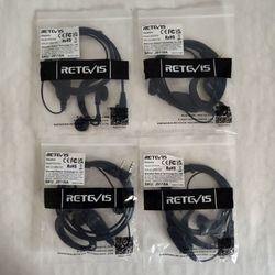 Retevis EEK004 C-Type Earhook Earpiece Headsets (Qty 4) Fits RT21 RT22 RT24 RT27