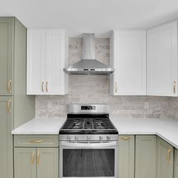 Affordable Cabinets For Sale Green/White Shaker 