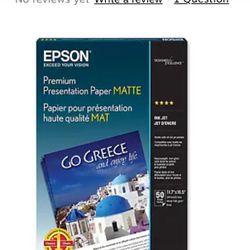 Epson Matte Presentation Paper, 11.7" x 16.54", 50 Sheets/Pack