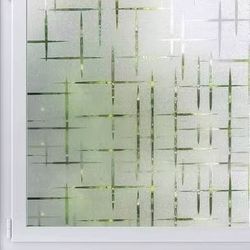 Window Privacy (35.4x78.7 inches) Film Static Cling Prism Window Decorative Sticker Deep Embossed Removable Door Glass Covering Sun Blocking UV Reje
