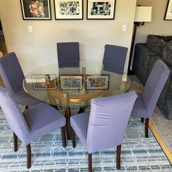 54” Glass Table and 6 Chairs