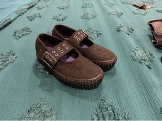 Vans Black Embroidered Mary Jane Platform Shoes