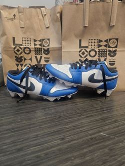 Nike jordan 1 low cleats blue/black/white size 9.5 used w/o box