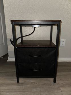 Nightstand With Outlet & Storage