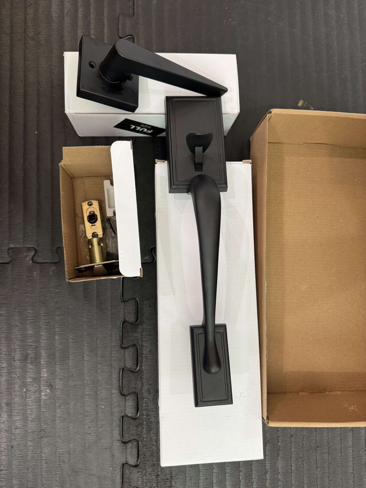 Matte Black Front Door Handle Set