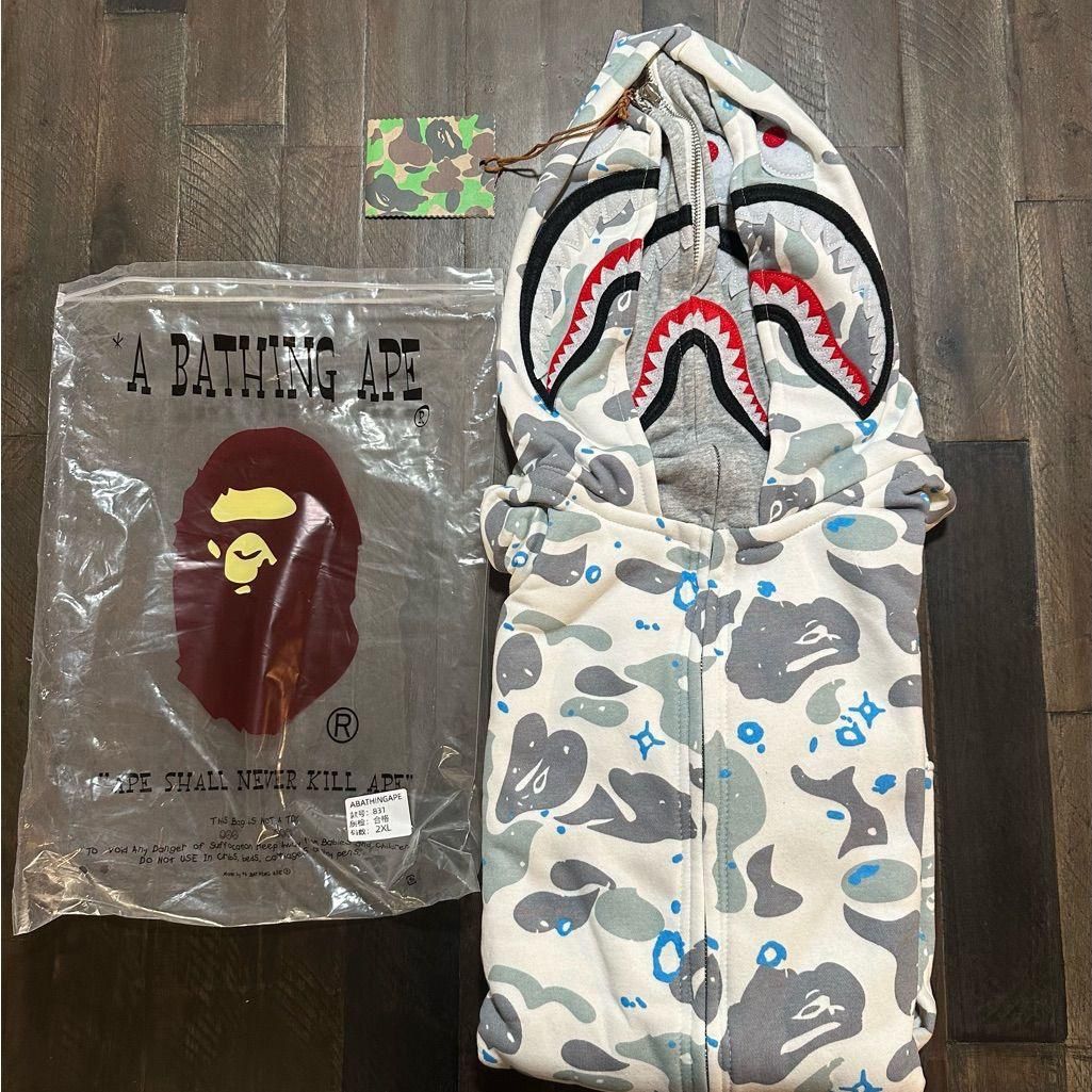 A Bathing Ape Full Zip Hoodie, White And Camo