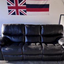 Black Leather Recliner Sofa