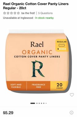 Rael Organic Cotton Cover Panty Liners Regular - 20ct