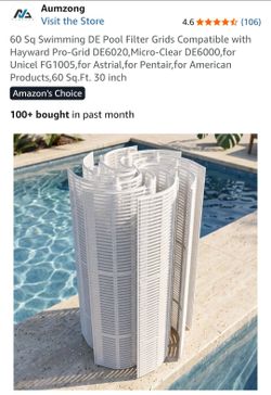 60 Sq Swimming DE Pool Filter Grids Compatible with Hayward Pro-Grid DE6020,Micro-Clear DE6000,for Unicel FG1005,for Astrial,for Pentair,for American