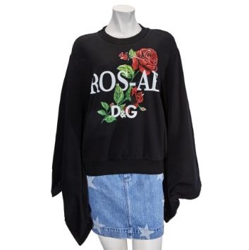 Dolce Gabbana Ladies Black Sweat Rose Dg.