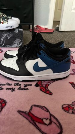 Black , white and blue low Nike dunks