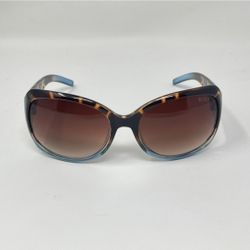 Guess Oversized Butterfly Sunglasses Brown Tortoise Turquoise Frame Brown Gradient Lens GUF200 TO-34A


