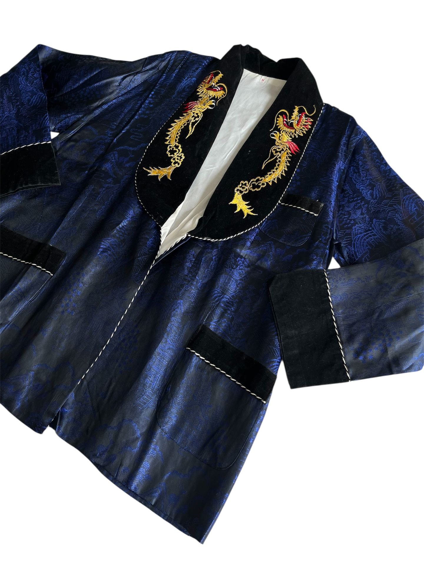 Vintage Blue Dragon Asian Kimono Robe