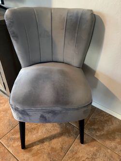 Gray Velvet Accent Chair with Black Legs