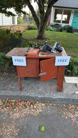 Free Workbench, Assorted Tools, circular Saws, wood