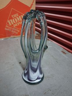 1960s Italian Murano Style Blue Art Glass Vase or Centerpiece