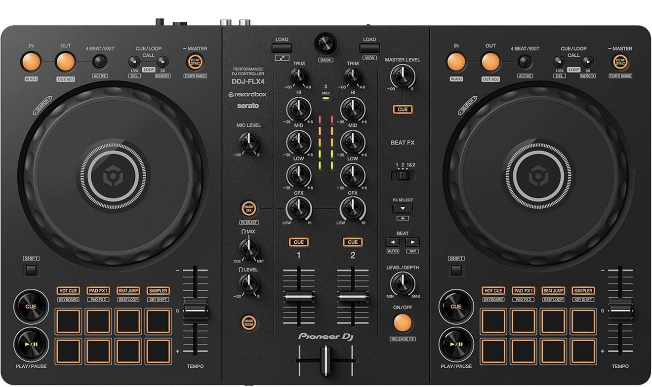 Pioneer DJ DDJ-FLX4 2-deck rekordbox and Serato DJ Controller - Graphite