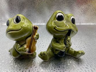 Rare Neil the Frog Figurines Set of 2 Vintage Sears Roebuck Musicians 2” 1970s