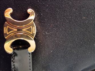 Celine Paris Black Leather Belt Gold Buckle