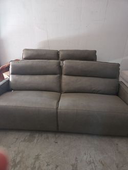 Gray Leather Power Recliner Sofa 2pc