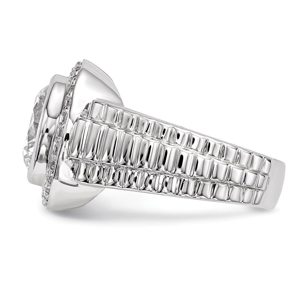 925 Sterling Silver Rhodium-plated Mens Cubic Zirconia Ring Size 11