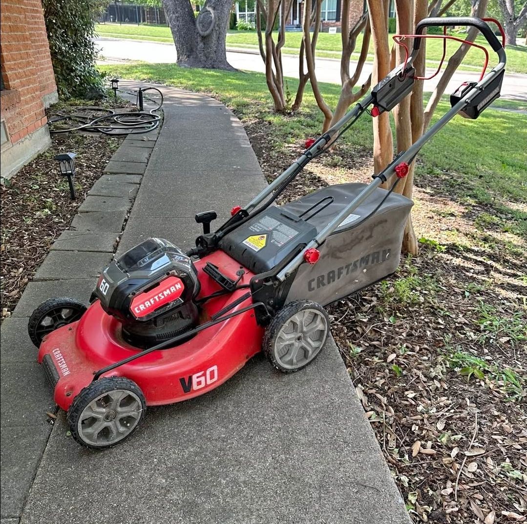 V60 craftsman lawnmower in good condition...needs a new battery can't get old one to charge...mower does work great