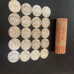 Half Roll Silver Quarters 20 Count Pre 1965