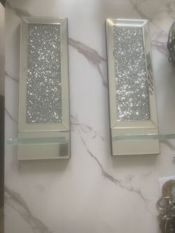 Glass and mirror candle holder set