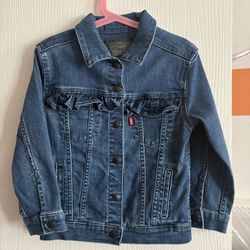 levi Strauss Frill Girls Youth Button up Denim Jacket Size 6 Years(5-6)