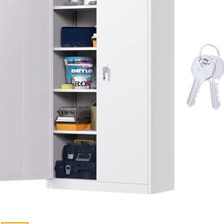 Steel SnapIt Storage Cabinet 72" Locking Metal Garage Storage Cabinet with 4 Adjustable Shelves, 2 Doors and Lock for File, Office, Garage, Home