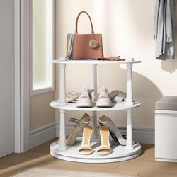 360° Rotating Shoe Rack / Organizer – White (Assembly Required)